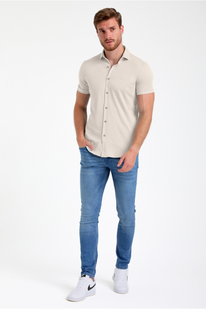 JERSEY KORTE MOUWEN OVERHEMD 335934 SAND